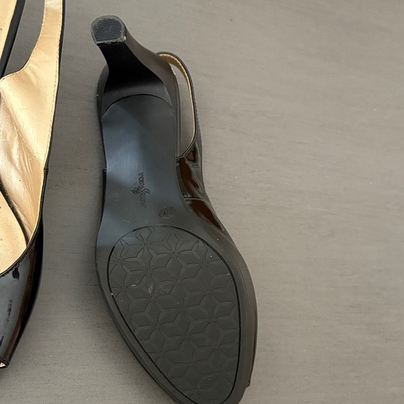 Jaclyn Smith Glossy Black Peep-Toe Heels - Picture 2 of 3